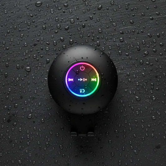 Waterproof Shower Pod Speakers - LED Lights With Suction Cup Attachable To Most Surfaces