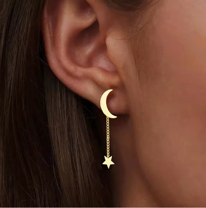 Moon & Star Fringe Earrings