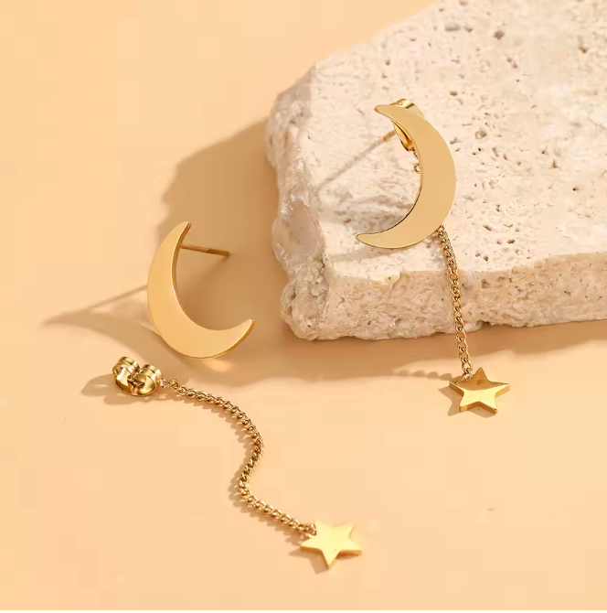 Moon & Star Fringe Earrings