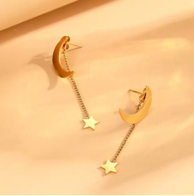 Moon & Star Fringe Earrings