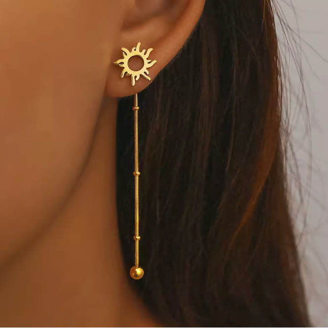 Sun Totem Chain Earrings
