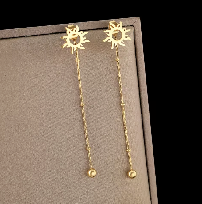 Sun Totem Chain Earrings