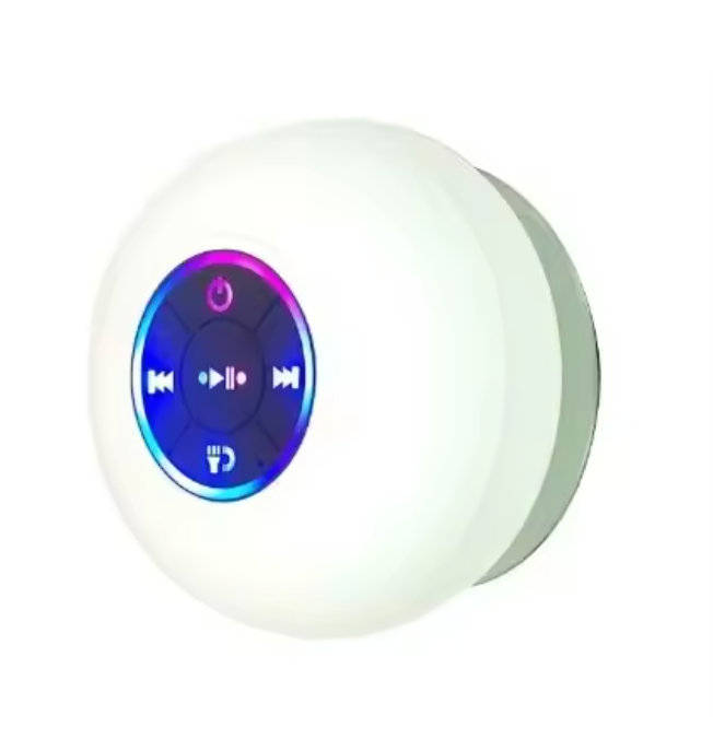 Waterproof Shower Pod Speakers - LED Lights With Suction Cup Attachable To Most Surfaces